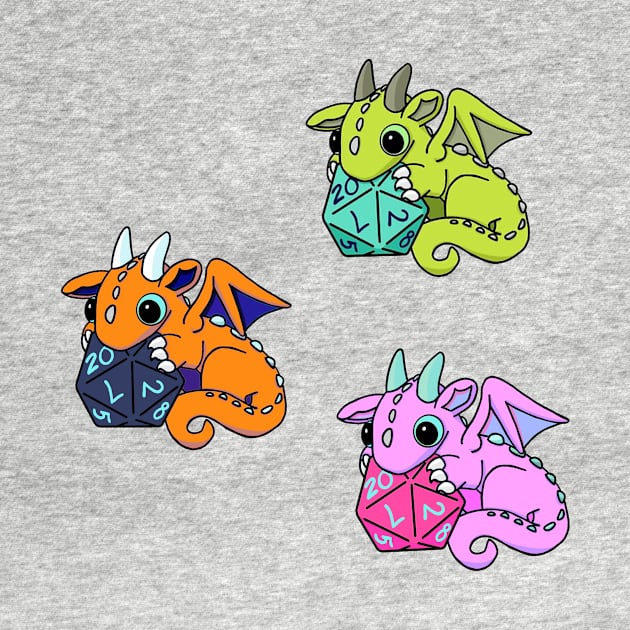 Trio of Orange Dice Goblin Dragon Babies by Winging-It